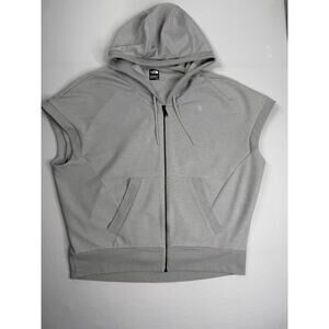 New Women's The North Face Train N Logo Short Sleeve Hooded Sweat Grey SIZE L